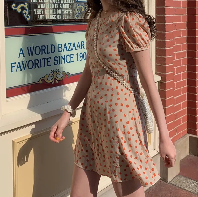 Женское шифоновое платье в горошек Повседневное стиле бохо с длинным рукавом и