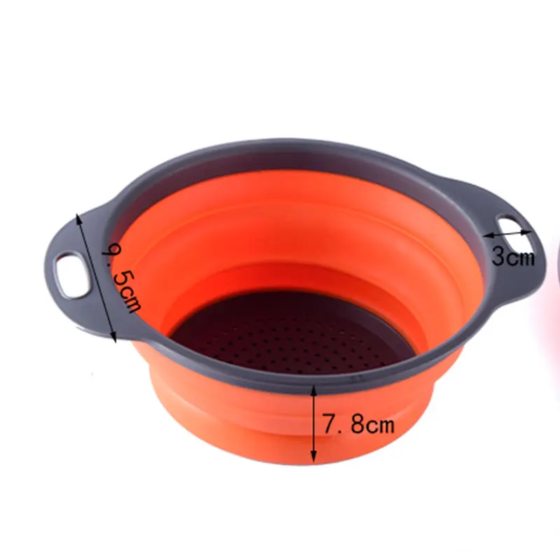 1pc Small Size Foldable Silicone Water Strainer Fruit Vegetable Washing Basket Colander Collapsible Strainer Kitchen Tools Gadge