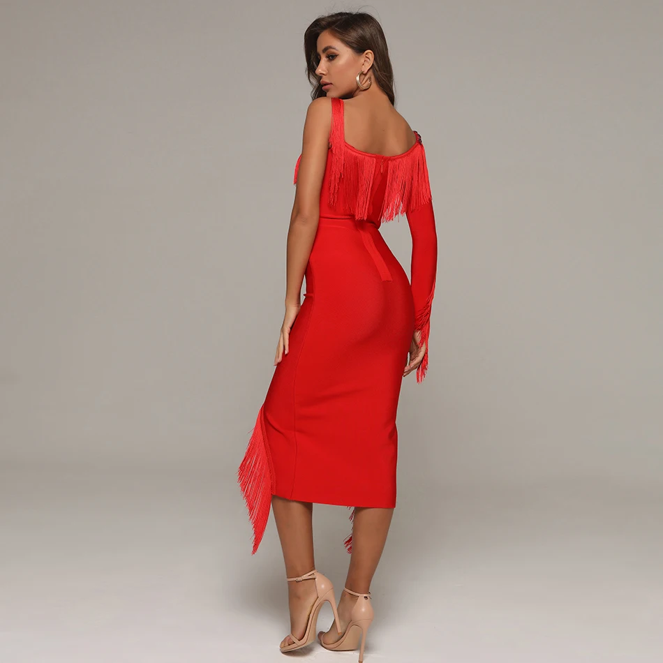 Adyce 2020 New Summer Women Red Tassel Bodycon