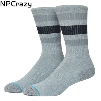 

Gray Color Skateboard Socks Men Towel Bottom Comfort Cotton Meias Fit Performance hip hop Sox Y495