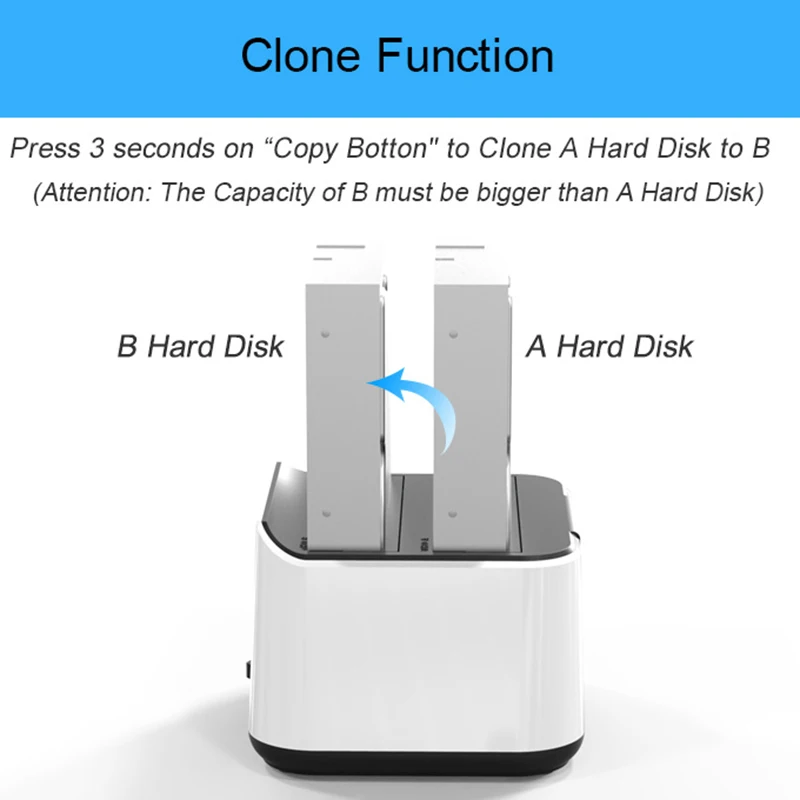 1TB Dual Bay HDD SATA Docking Station USB 3.0 External Hard Drive Case Aluminum Dock Box external hard drive case,external hard drive box,hard disk case,hdd docking station,hard drive enclosure,hdd case enclosure,external hard drive