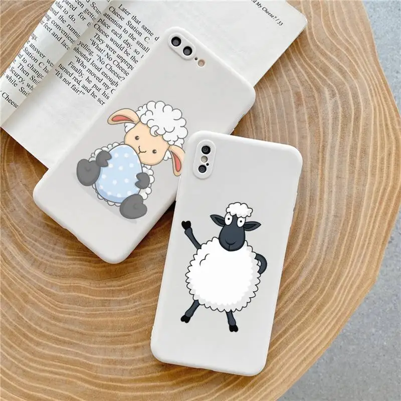 sheep cute cartoon animal Phone Case Candy Color for iPhone 6 7 8 11 12 s mini pro X XS XR MAX Plus | Мобильные телефоны и