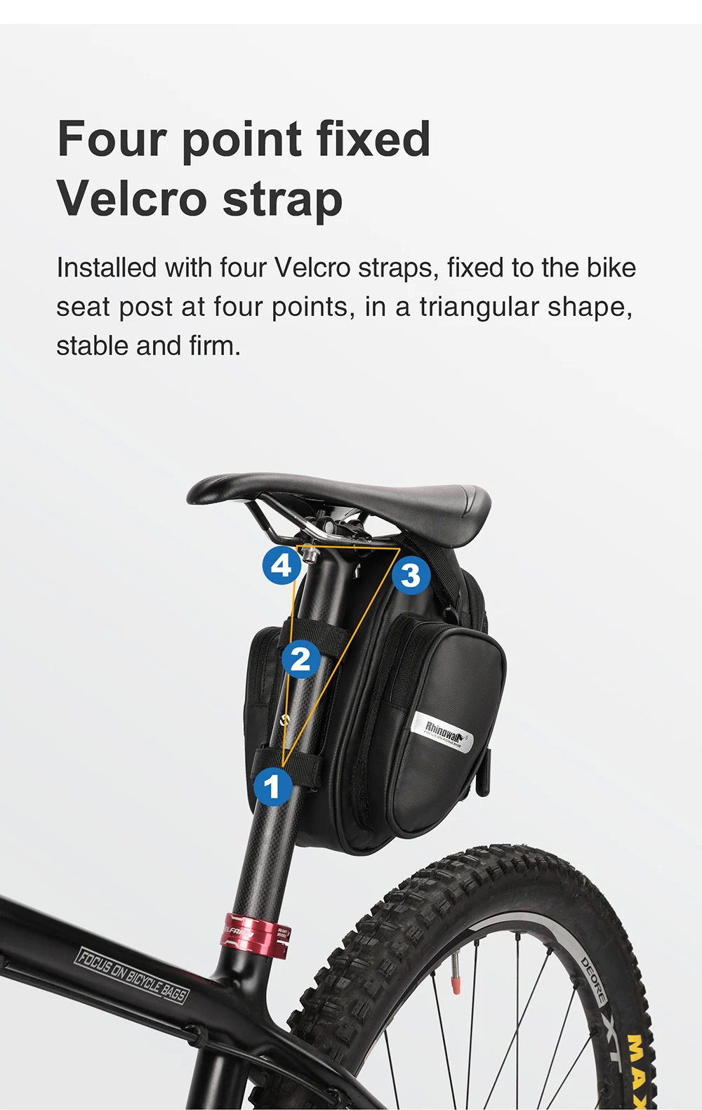 Rhinowalk Bicycle Bag Waterproof Bike Saddle Bag Large Capacity for MTB Bike Rear Seatpost Water Bottle Repair Tools Holder Bag (5)