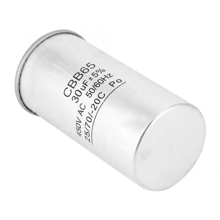 CBB65 30 мкФ 450V конденсатор с алюминиевой крышкой, Пусковой двигатель Homopolar электролитический конденсатор с алюминиевой крышкой для компрессора 25/70-20C 50/60Hz конденсатор с алюминиевой крышкой