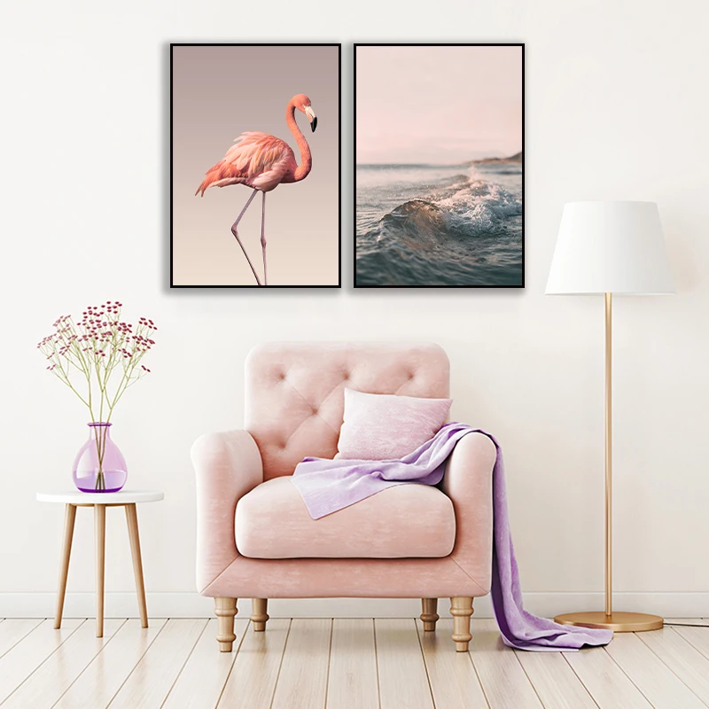 Pink-Flamingo-Flower-Nordic-Seaview-Poster-Canvas-Wall-Art-Prints-Painting-Home-Decorative-Pictures-for-Living (2)