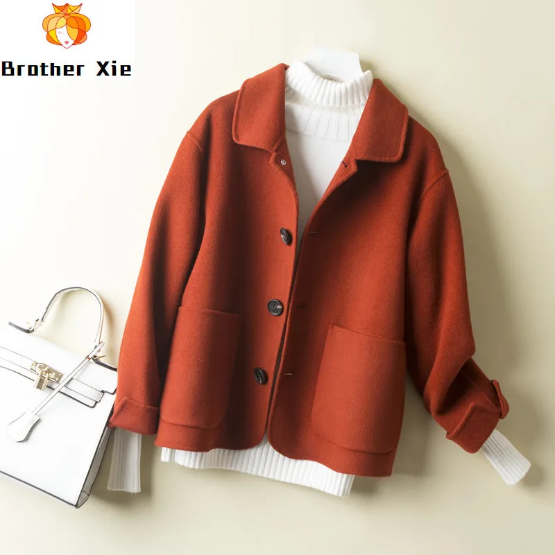 

Spring and Autumn 2009 New Double-faced Wool Cashmere Overcoat Small 100% Pure Wool Short Doll Neck