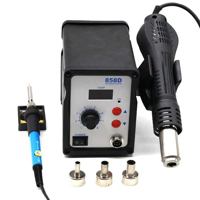 Hot Air Gun Desoldering Soldering SMD Rework Station kit 858D + 60W