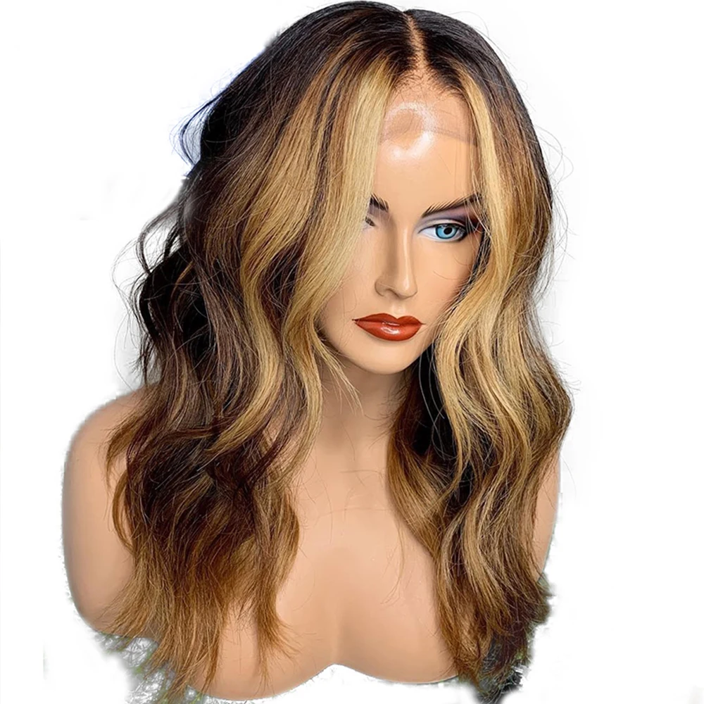 Eversilky натуральные волнистые 13x4 человеческие волосы на кружеве парики бразильские волосы Remy Омбре мед коричневый Выделите предварительно