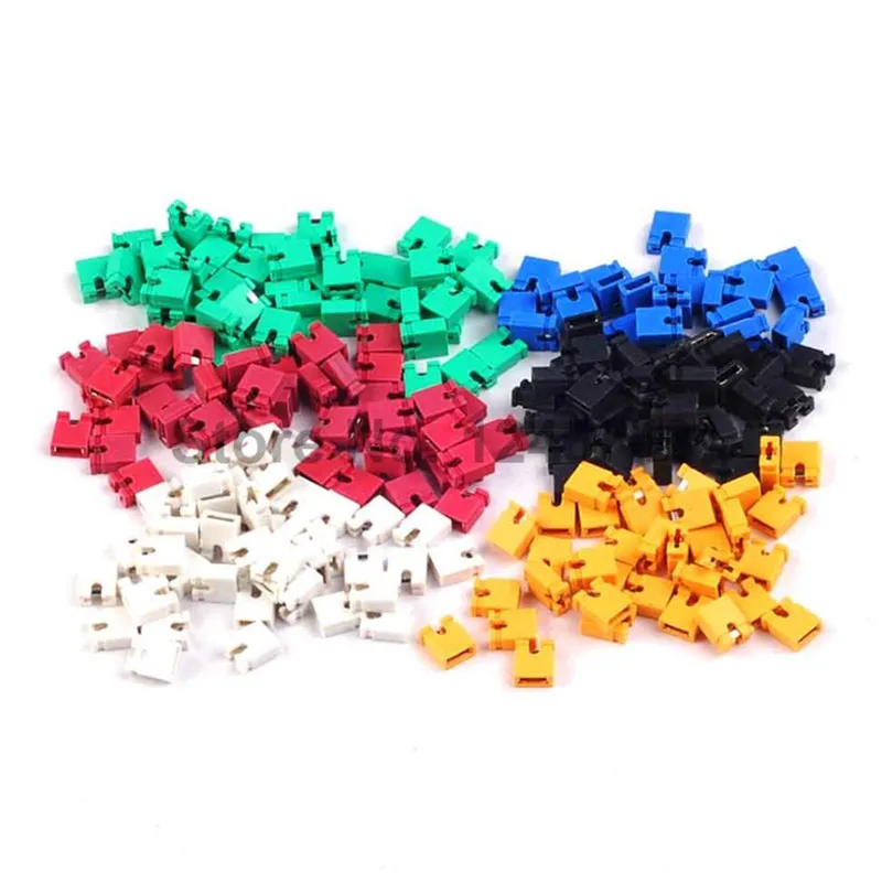 

300pcs=6Color*50pcs 2.54 MM jumper cap short circuit connection blocks 2.54mm jumper cap