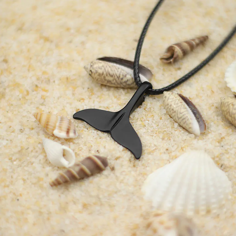 Mode Whale Tail Anhänger Halskette Männer Marine Geschützte Tiere Halskette 60 cm Hiphop Punk Halskette Strand Geschenk Für Freund – Detail 4