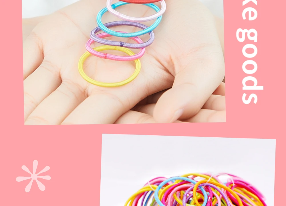 100Pcs/Set Children Girls Hair Bands Candy Color Hair Ties Colorful Basic Simple Rubber Band Elastic Scrunchies Hair Accessories crocodile hair clips