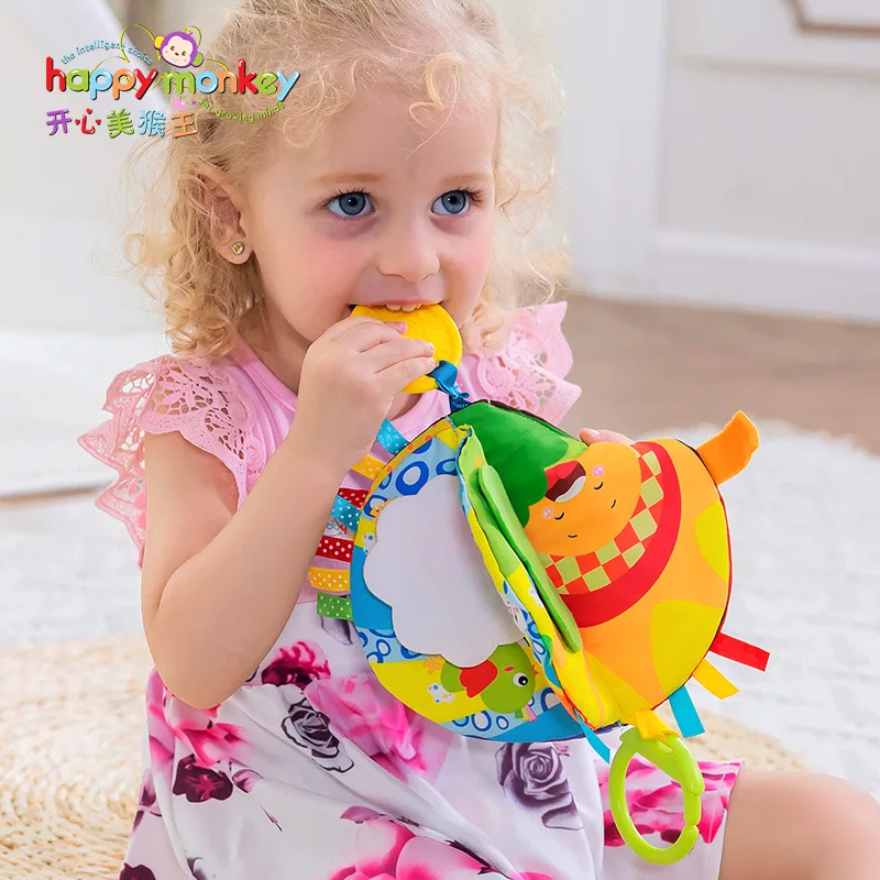 

HAPPY Monkey Babies' Cloth Book Baby Educational Cloth Book Early Education Toy Tear Rotten Stereo Cloth Book with xiang zhi