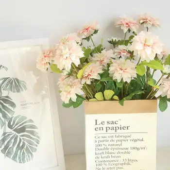 

1-Artificial Flowers Bride's Bouquet Rose Dahlia Fall Vivid Fake Flower For Wedding Home Party Christmas Decor Silk Flower