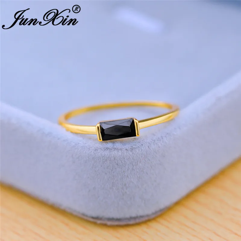 Минималистическое тонкое кольцо с камнем 925 Серебряное желтое золото небольшой прямоугольник Циркон Простые Свадебные Кольца для женщин укладки кольцо Cz