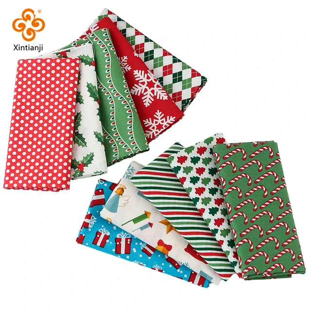 10 Pieces Christmas Fabric Squares Precut 50 x 50 cm/ 19.68 x