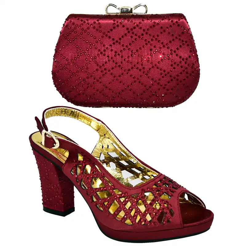 Wine Color Italian Shoes With Matching Bags For Wedding Italy