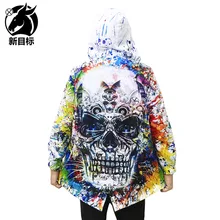 Мужская штурмовая куртка, осень, стиль, Свободный плащ с капюшоном, уличный популярный бренд, техника, 3D принт черепа, пальто