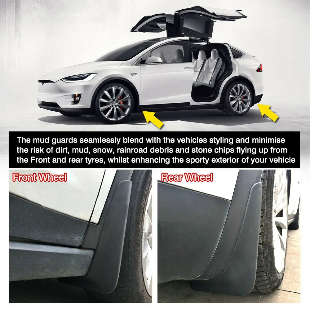 Screws housesweet 4pcs Car Mud Flaps Splash Guard Fender Mudguard for Tesla Model X 2019