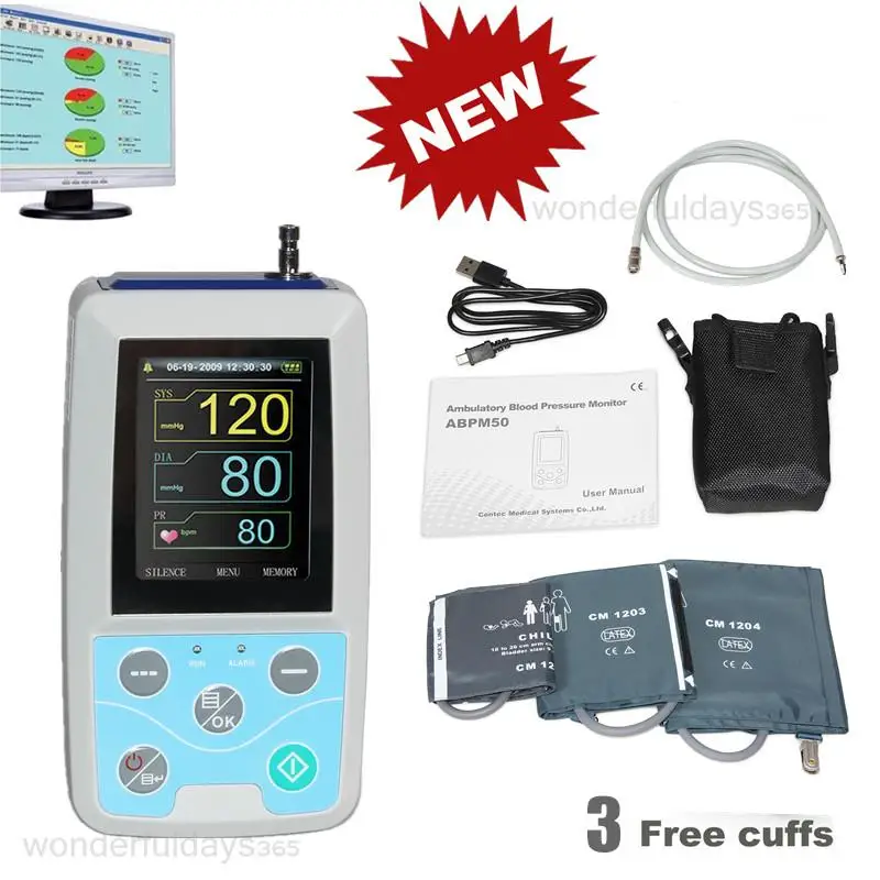 CONTEC ABPM50 Амбулаторный монитор кровяного давления NIBP Holter 3 манжеты | Красота и