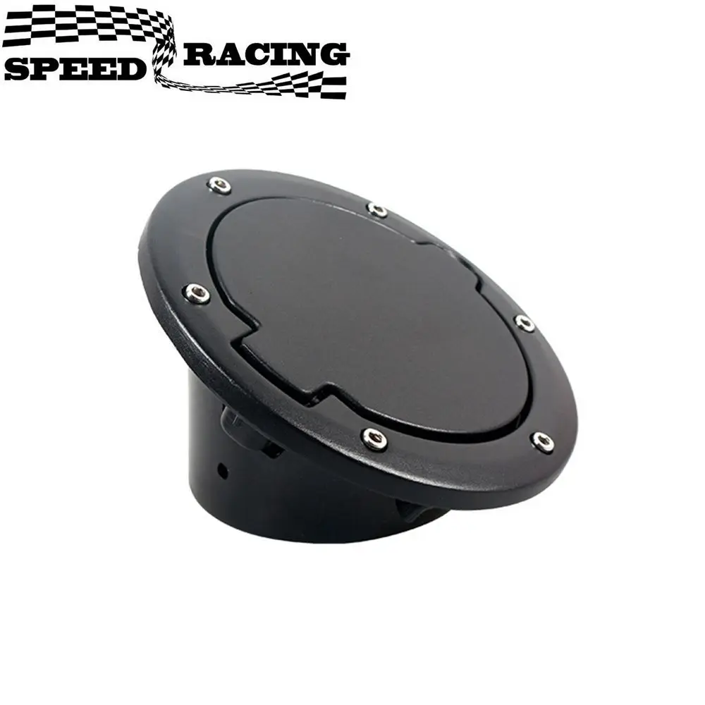 Fuel Tank Cap Cover Auto Car Aluminum Alloy ABS Fuel Door Gas Lid Tank Cap Cover Black for Jeep Wrangler JK JKU 2007 -