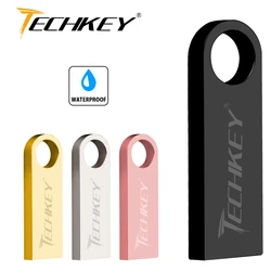 TECHKEY – Clé USB 16 Go, 32 Go, 64 Go, avec lecteur flash 8 Go, 4 Go, stick, mémoire disque, de couleur argent, nouveauté, idée cadeau 