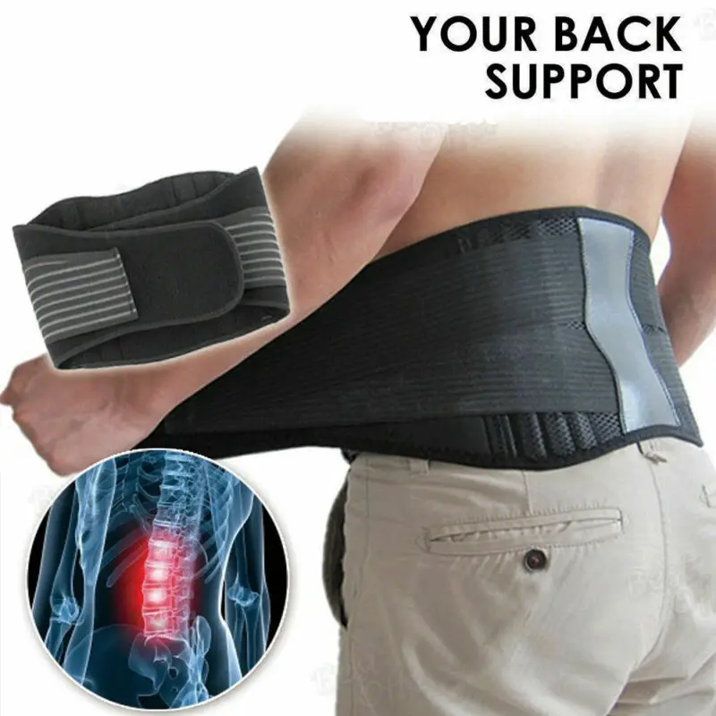 

Magnetic Back Support Brace Belt Lumbar Lower Waist Double Adjust Pain Relief