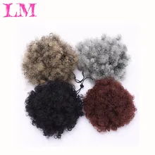 LM синтетический слоеный афро кудрявый пучок шнурок афро кудрявый зажим в шиньон коричневый черный цвет булочка шиньон-хвост расширение