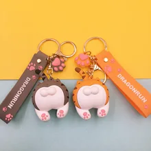 

Cat Butt Keychain Cartoon Female Cute Couple Lovers Pair Gift Fashion Silicone Funny Keychain Kawaii Girl Gift Cat Dog Keychain
