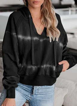 

2020 Autumn and Winter European and American Casual Hooded Sweater Tie-Dye Loose Gradient Long-Sleeved Upper Garment Women