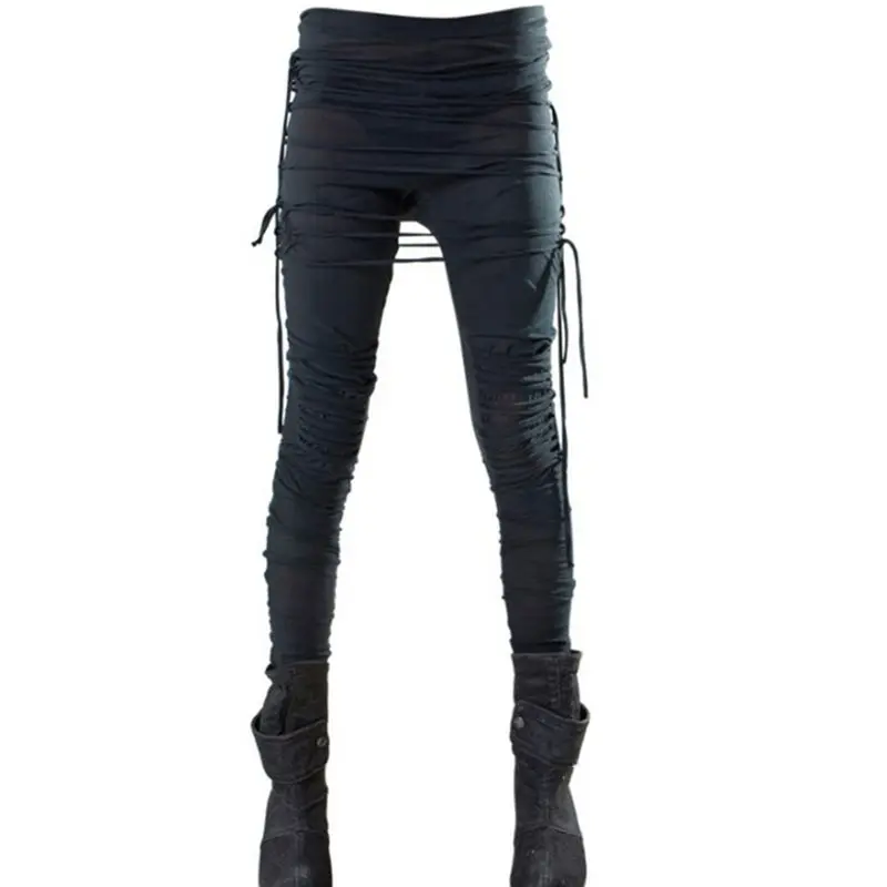 

Gothic Harajuku Black Slim Pencil Pants Women Lace Up Hip Hop Long Trouser Hipster Motorcycle Punk Rock Streetwear Plus Size 3XL