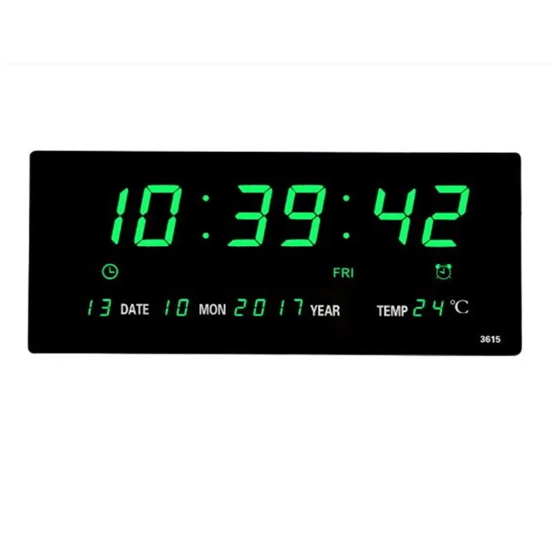 Large Electronic Wall Clock Alarm Hourly Chime Function Calendar