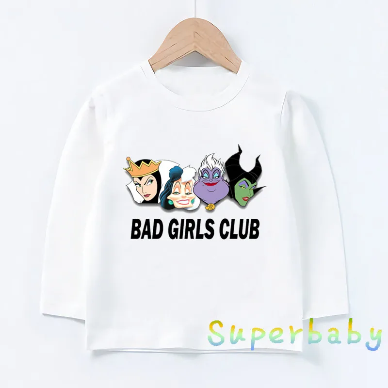 Детская футболка с принтом «Bad Girl Have More Fun Squad» Забавные топы с рисунками для маленьких мальчиков и девочек, детская футболка с длинными рукавами LKP5298 - Цвет: LKP5298-D