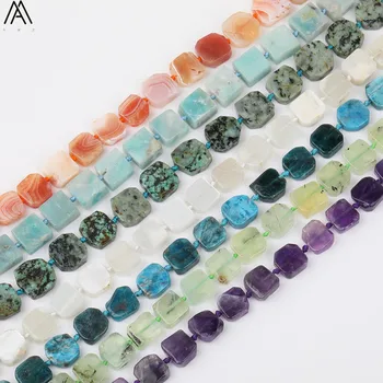 

7 Stone Choice,Faceted Square Amethysts Quartz Loose Bead Jewelry Strands,Red Striped Agates Slice Cube Beads Bracelet XT-13AMDE