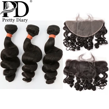 

28 30 Inch Brazilian Loose Wave Hair Weave Bundles With 13x4 Lace Frontal Closure Human Hair 3 4 Bundles With Closure Remy M