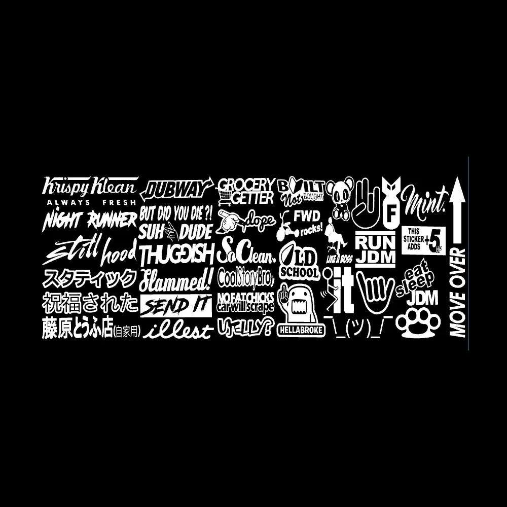 carSTICKERDECALPACKcarwindowStickersforJDMKDMslammedrace