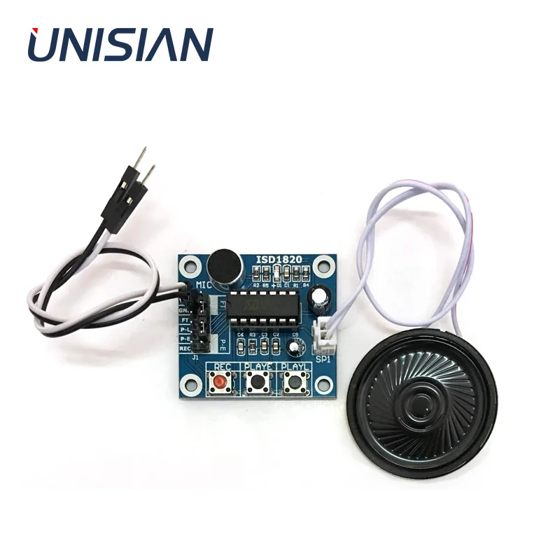 UNISIAN ISD1820 Recording Module 8 Ohm 0.5W Sound Recorder / Play REC Voice Board with Microphones + Loudspeaker DC 3-5V | Электроника