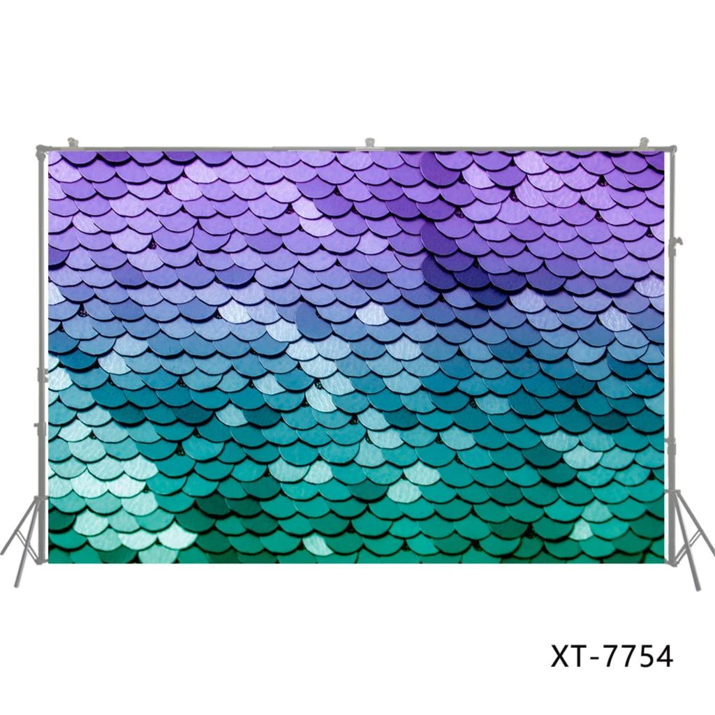 New Photo Background Mermaid Color Backdrop Newborn 5x7ft Photography Backdrop Glitter Sequins for YouTube Video Polyester Photographic Backdrops Instagram Picture Taking