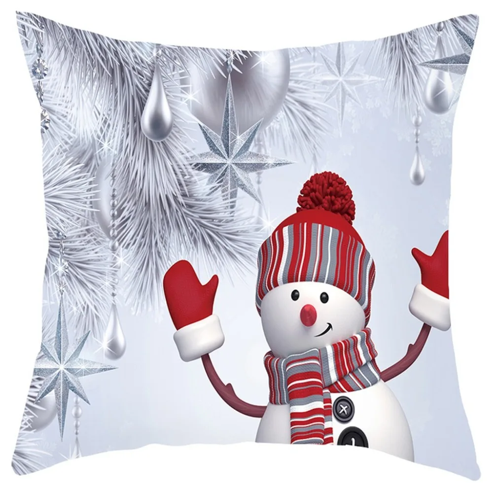  Christmas snowman pillowcase peach skin 3D 45X45cm snowman mulberry silk pillowcase azur lane dakimakura billie elish 30S19 (9)