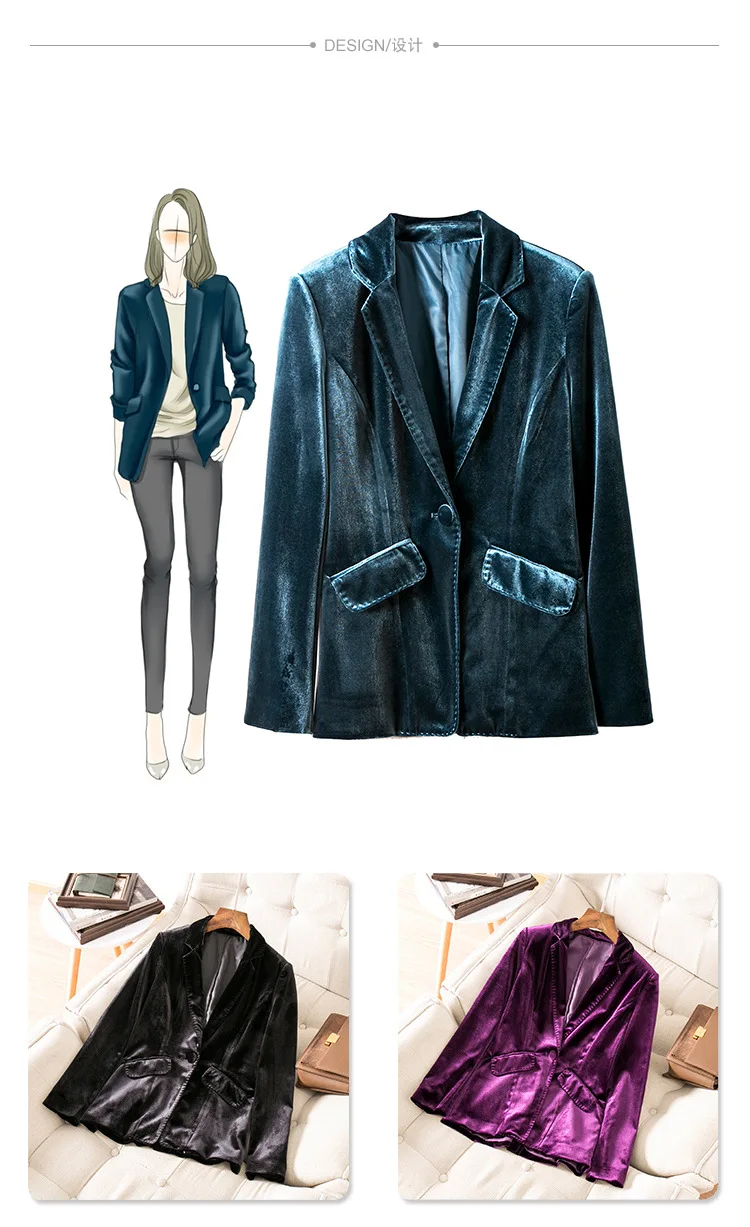 Осенний Черный вельветовый блейзер в английском стиле; пальто для женщин; Уличная Повседневная элегантная осенне-зимняя куртка с карманом; высокое качество