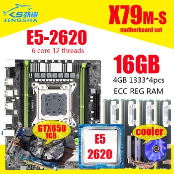 Conjunto de placa base X79 con CPU Xeon E5-2620, combos LGA2011, 4x4GB = 16GB, memoria de 1333Mhz, DDR3, RAM, GTX650, combinación de refrigerador de 1GB