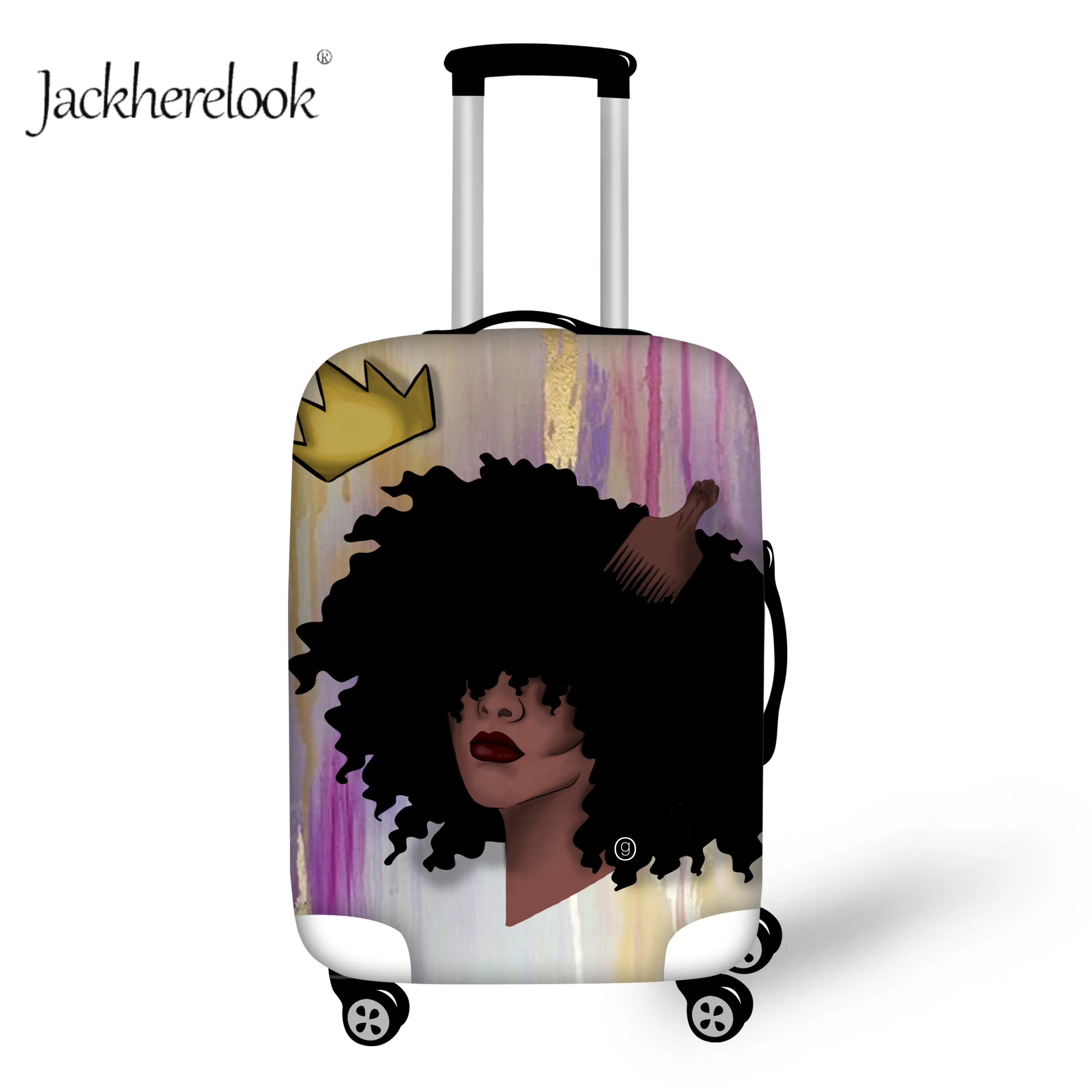 R3072 Jackhereluk Cool Afro Africn Girl Печать багажная сумка защитный чехол черный Amecian женский дизайн чемодан сумка чехол Пыленепроницаемая сумка - Цвет: R3072