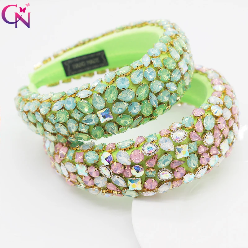 

Baroque Shiny Crystal Headband For Women Fashion Wide Side Full Rhinestone Padded Hairband Girls Hair Hoop Wedding Hair Ornament