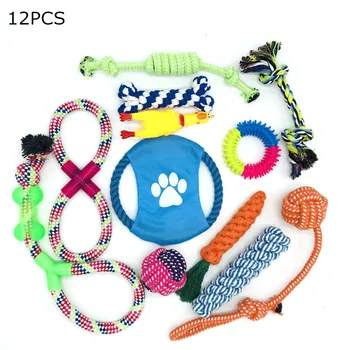 

12Pac/lot Pet Toy Cotton Rope Toy Set Combination Interactive Toy For Dog Rope Ball Chew Toys Teeth Cleaning Pet Toy Products