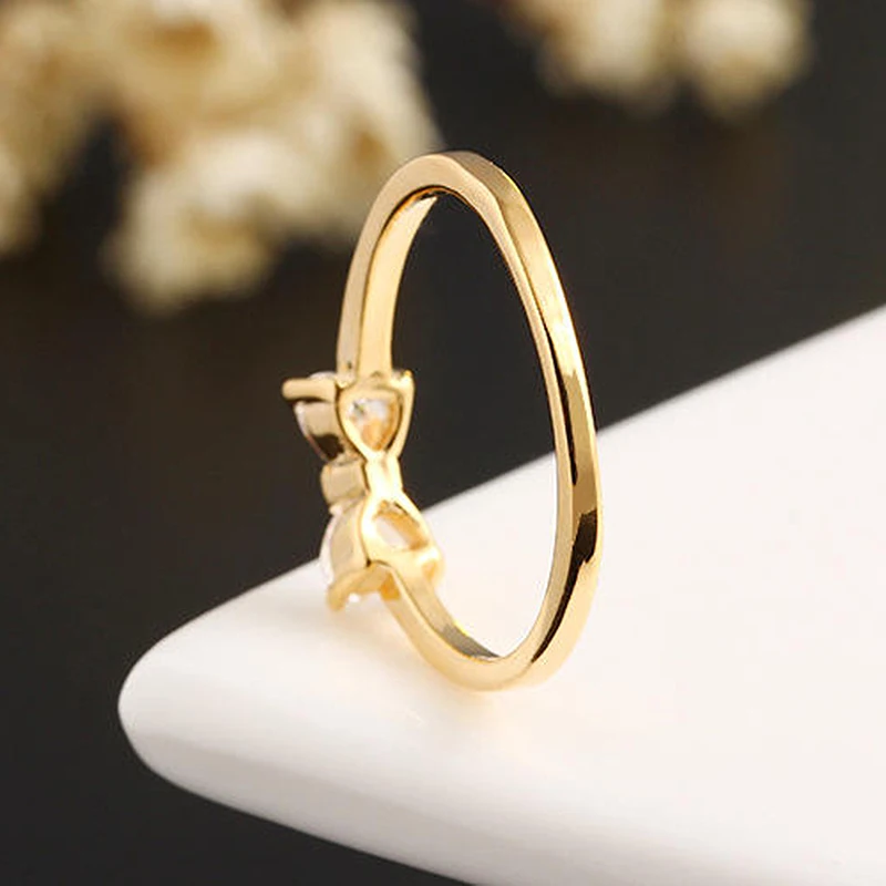 Золотого цвета женские свадебные кольца с кристаллами Новое обручальное 1 шт модное кольцо с бантом
