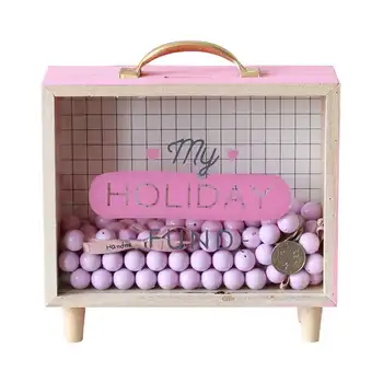 

Ins Creative Art Of Fresh Wood Bank Bedroom Desk Decoration Miscellaneous Ornaments Storage Box Accessories-Pink