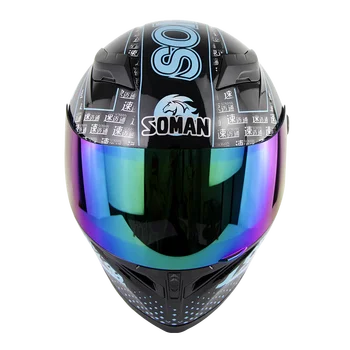 

For Soman SM960 Double Lens Highway Riding Motorbike Helmets Full Face Motorcycle Helmet casco capacete moto+Multi Visor