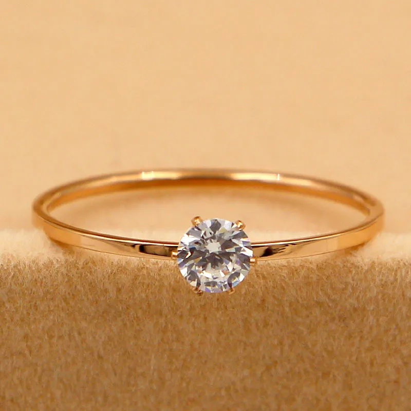 Wedding Rings Womens Ring Couple Rings Cubic Zircon Ring Finger Rings Jewelry Rings Ring Jewelry Love Jewelry Titanuim Steel Rose Gold Color Ring CZ Crystal Ring Women Couple Finger Rings Wedding Size 3-10 KK005-6