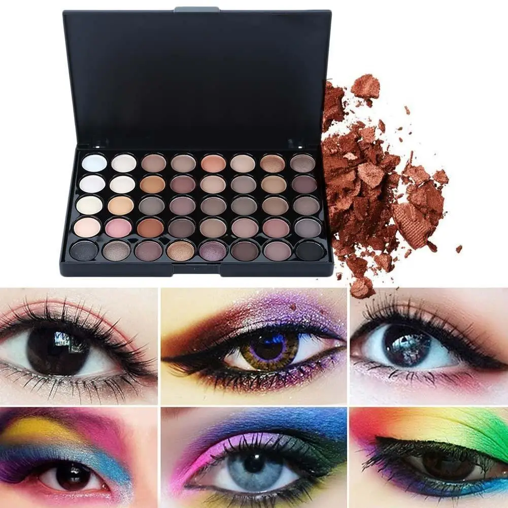 

40 Color Glitter Matte Eyeshadow Palette Nude Eyeshadow Shimmer Palette Powder Eye Highlight Pigmented Makeup Powder Z0G3
