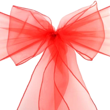 

50Pcs 18Cmx275Cm Organza Chair Sash Bow for Cover Banquet Wedding Party Event Chrismas Decoration Sheer Organza Fabric
