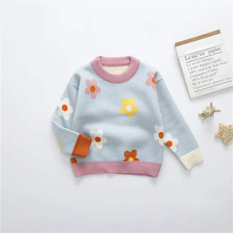 2 New baby sweater children's print girl boy clothes cute toddler girl clothes suit pullover 1234 baby sweater warm top children's - Цвет: 2